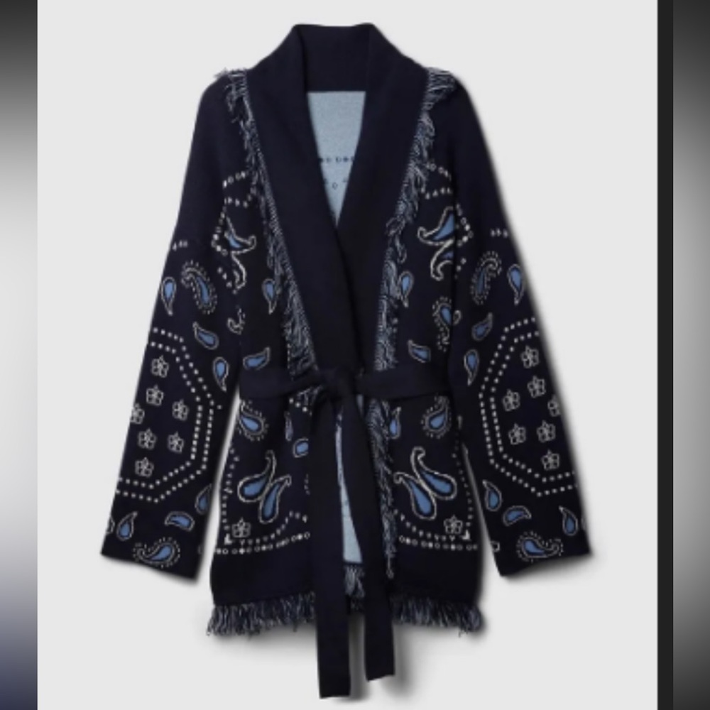 Fringe shawl cardigan